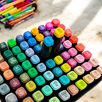 Set de Marcadores Premium de Colores con Estuche  + 48 de REGALO (168 Piezas en Total)