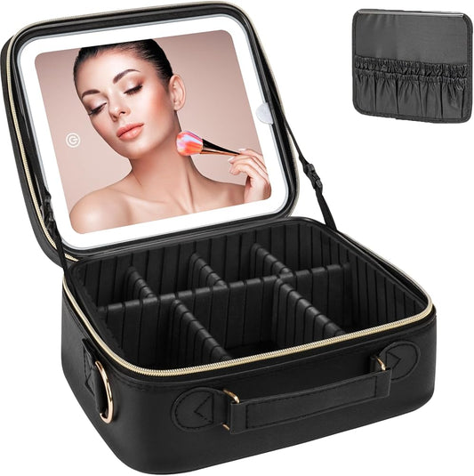 BeautyOne® - Cosmetiquera Profesional Portátil con Espejo LED