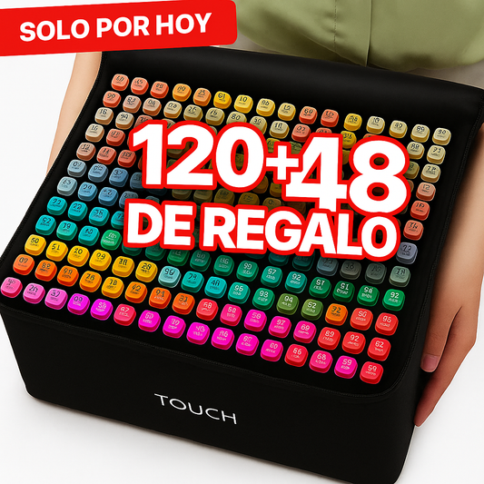Set de Marcadores Premium de Colores con Estuche  + 48 de REGALO (168 Piezas en Total)