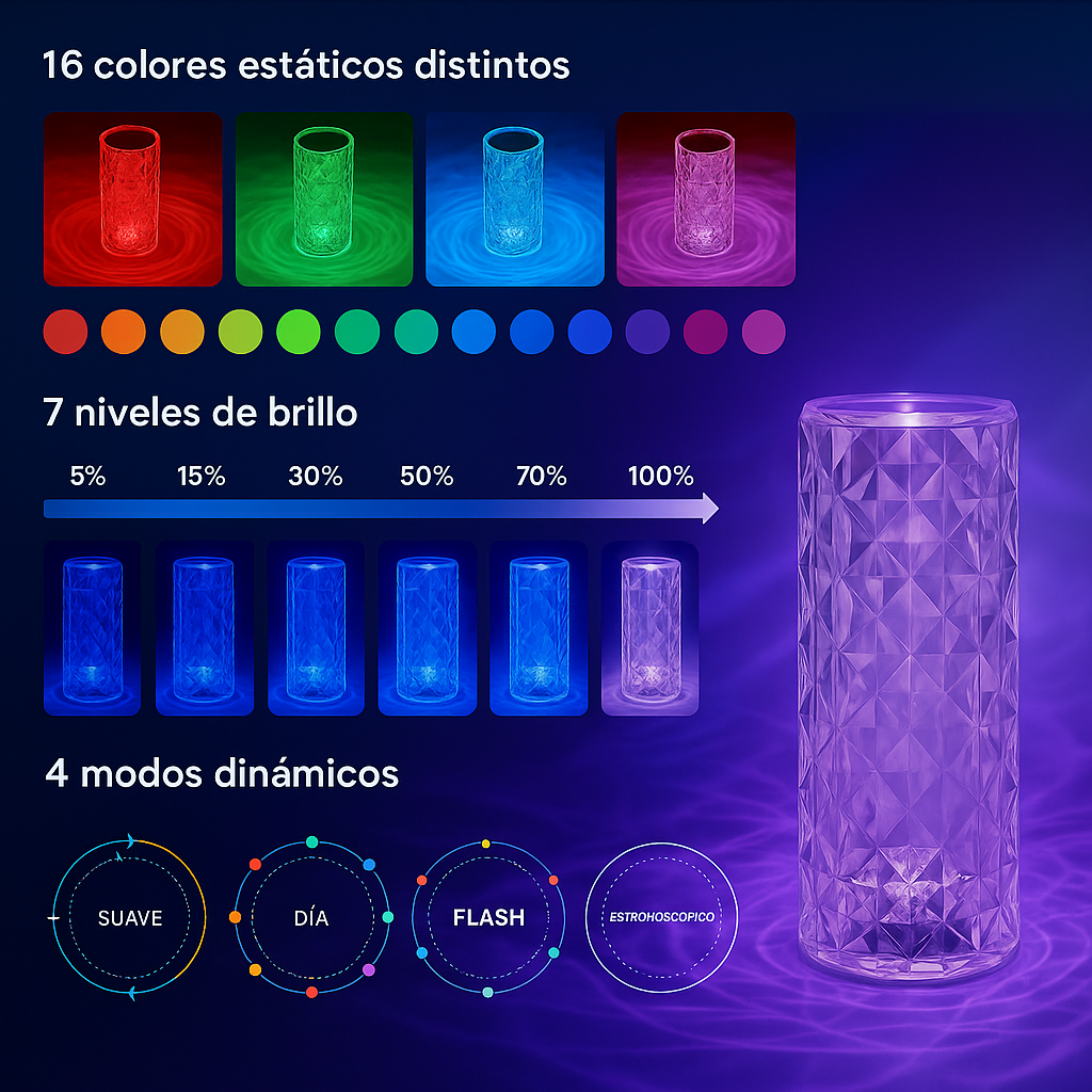 DiamondLamp™ l NOVEDOSA LAMPARA DIAMANTE TACTIL RGB