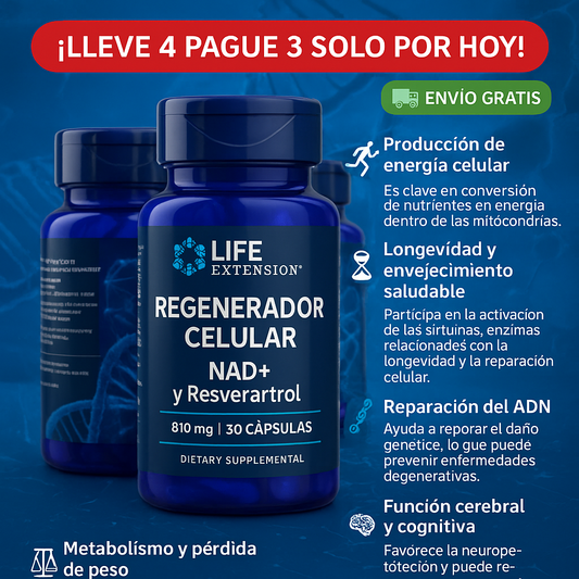 Regenerador Celular Life Extension™ NAD + Resveratrol Elite 30 cápsulas