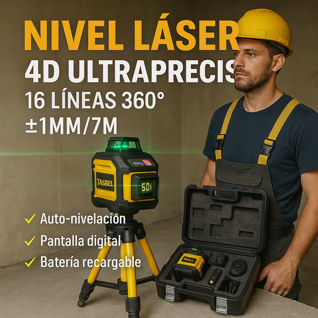 Nivel Laser de 16 Lineas Autonivelante + Kit de Accesorios