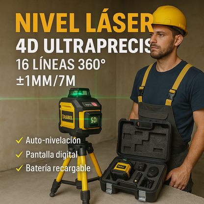 Nivel Laser de 16 Lineas Autonivelante + Kit de Accesorios