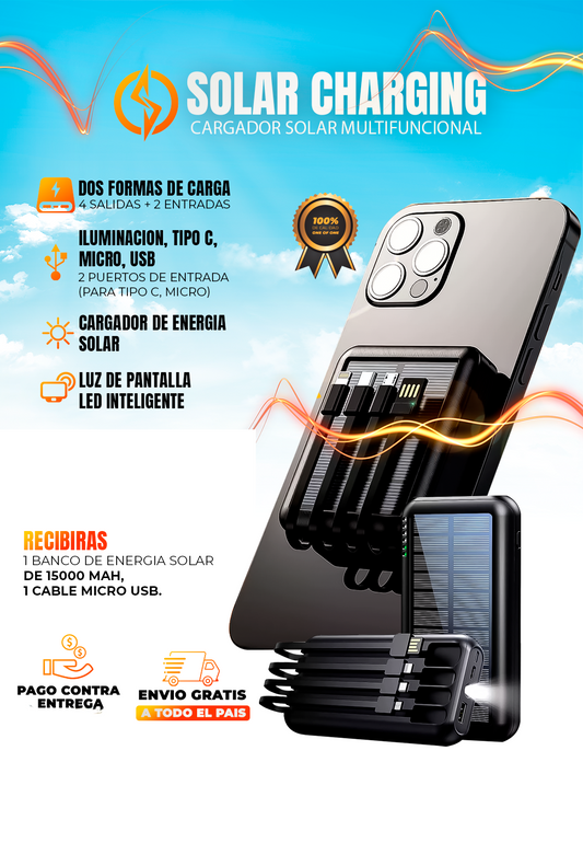 SolarCharging® l Cargador Portatil Solar con Linterna